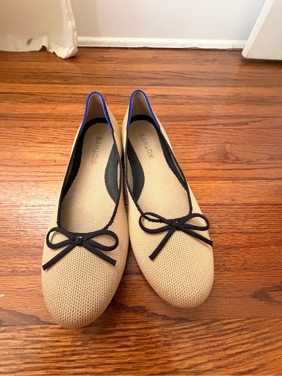 Rothy's Shoes - Rothy's Beige Knit Ballet Flats with Black Trim